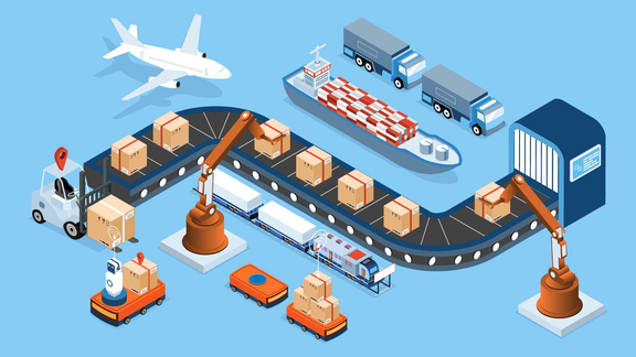 Illustration of integrated logistics and supply chain
