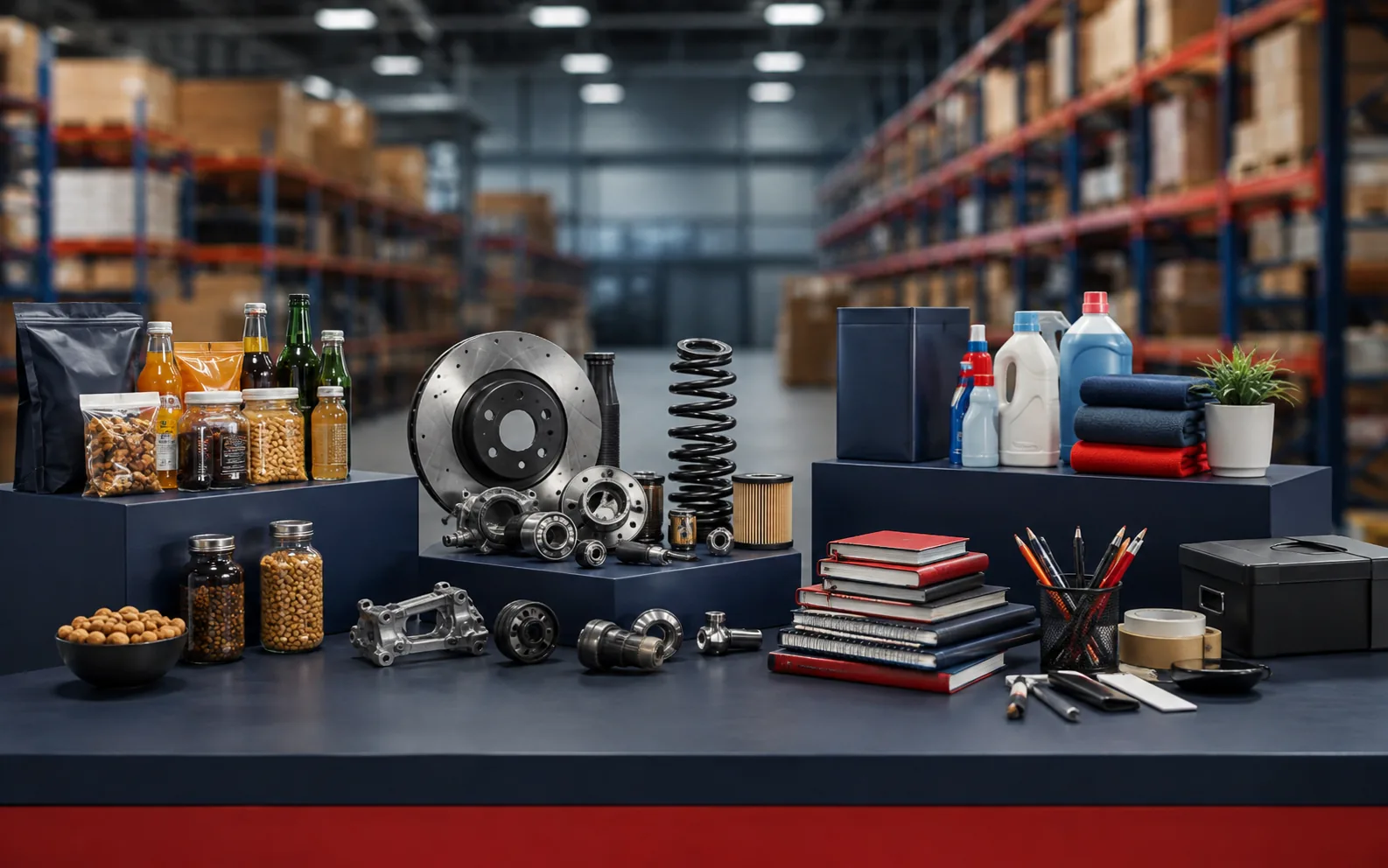 Illustrative product categories in a warehouse environment